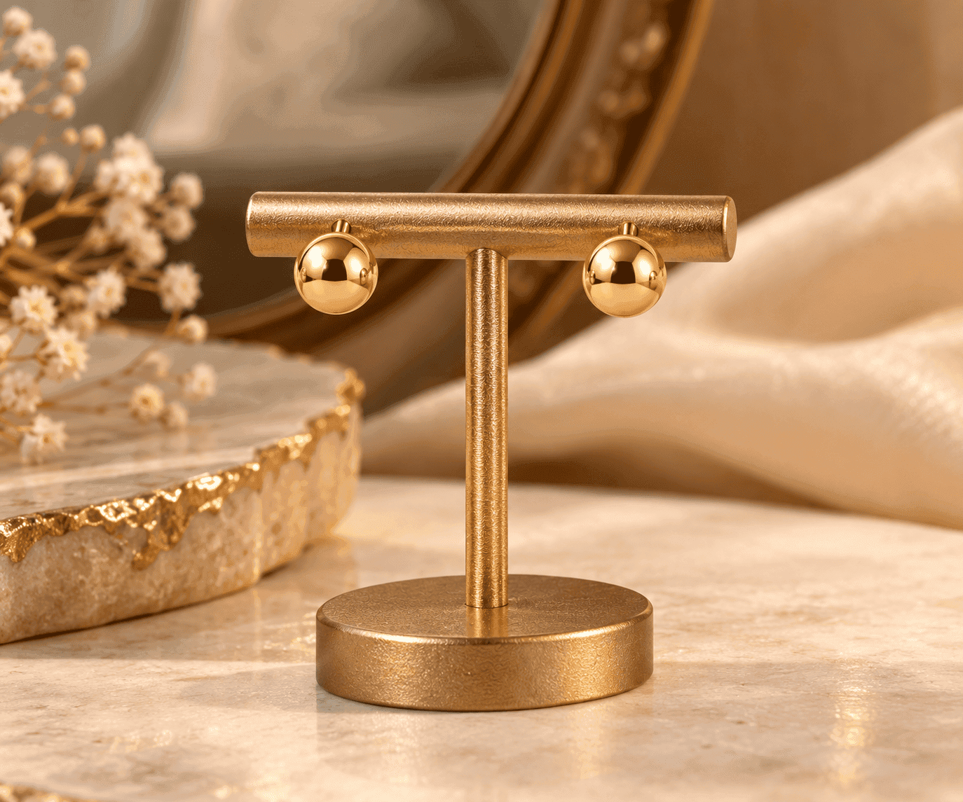 Aira Mini Gold Studs — Minimal gold-tone ball studs