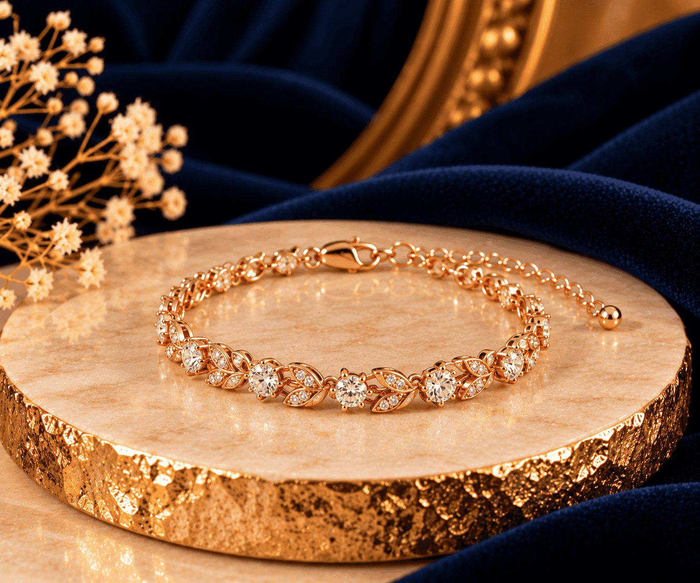 Ishani Rose Gold Bracelet — Slim rose-gold crystal bracelet