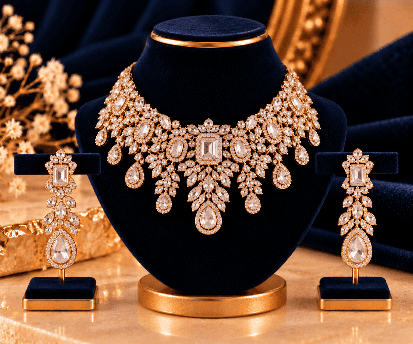 Zoya Victorian Diamond Set — Victorian-inspired imitation diamond necklace